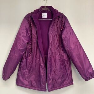 Blair Puffer windbreaker Jacket coat Purple size medium with removable hood